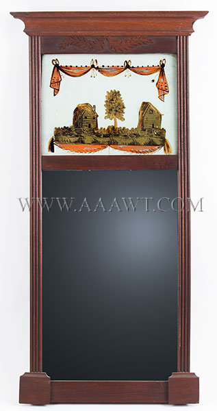 Antique Federal Mirror in Original Surface with Eglomise Decoration, Circa 1810, entire view